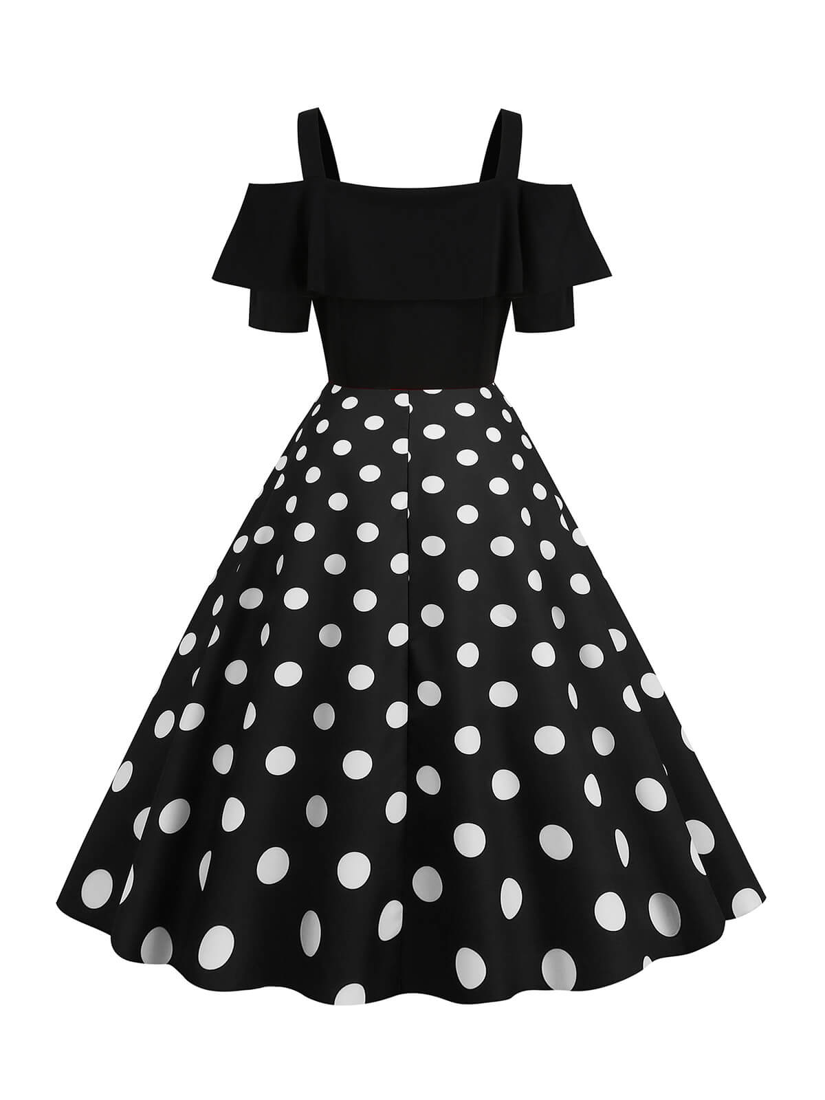 Black Patchwork Polka Dot Strap Dress