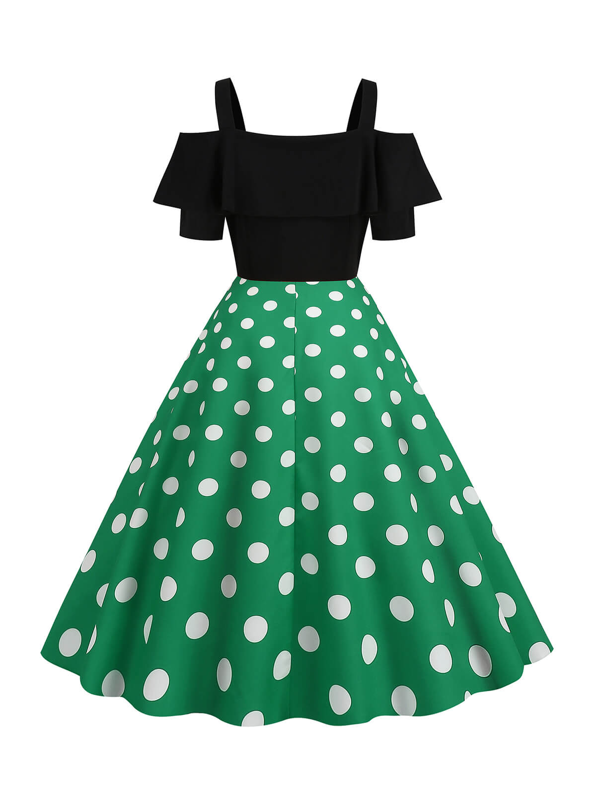 Black Patchwork Polka Dot Strap Dress