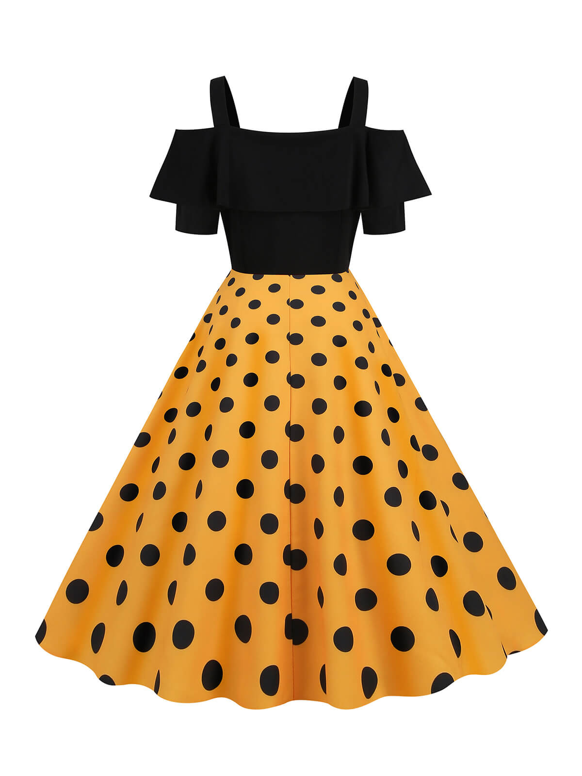 Black Patchwork Polka Dot Strap Dress