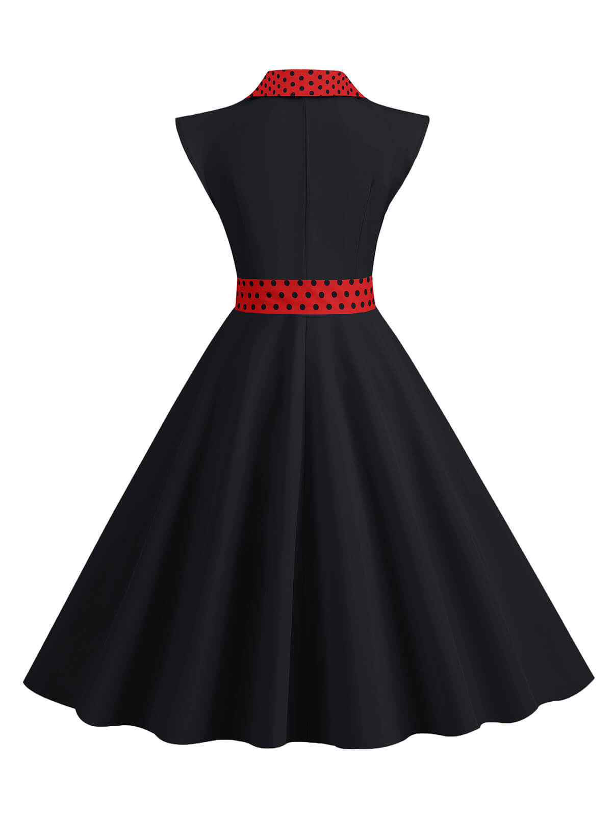 Contrast Polka Dots Bowknot Belted Dress