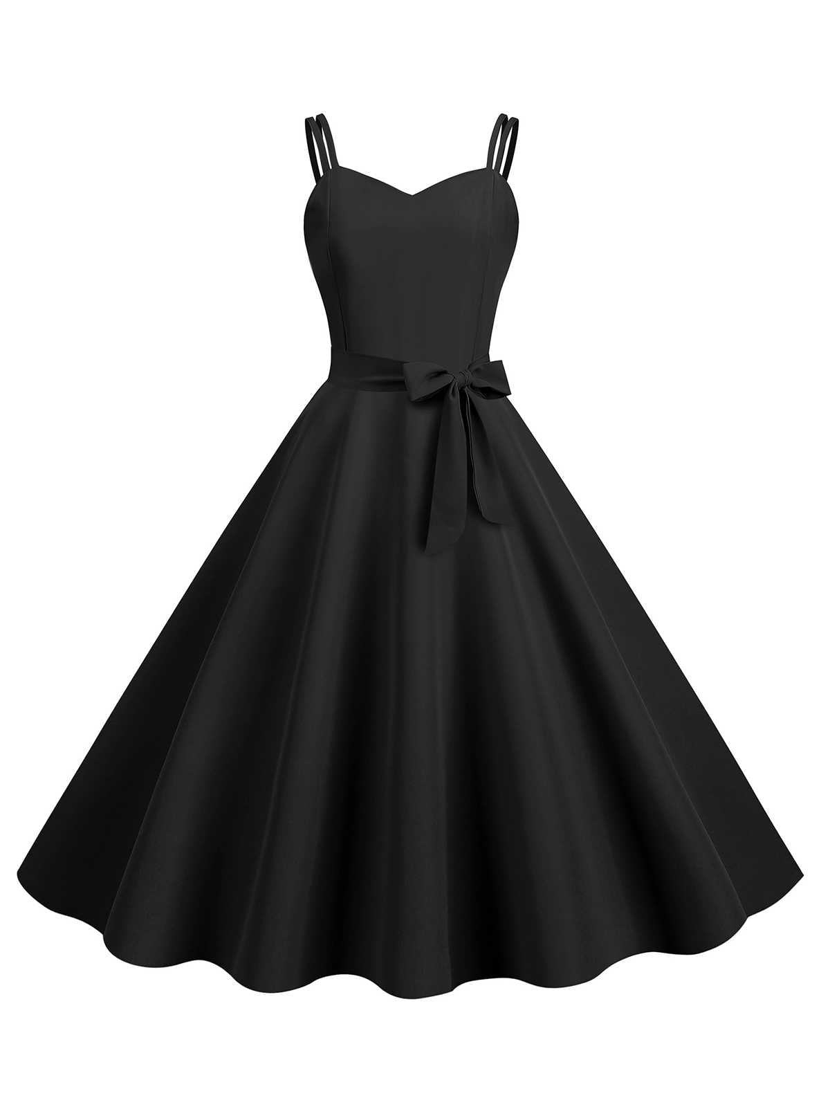 Spaghetti Strap Bow Decor Solid Dress