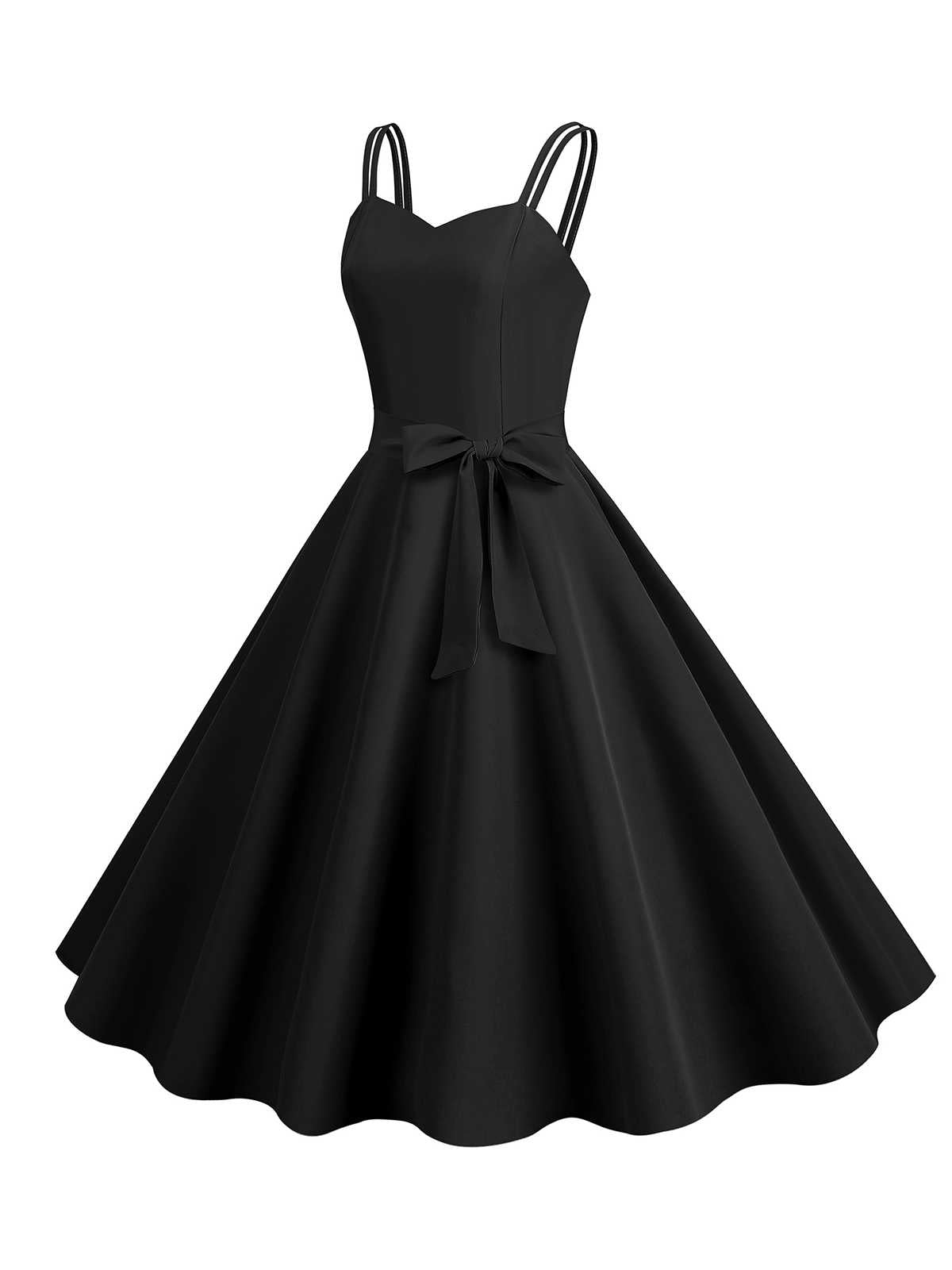 Spaghetti Strap Bow Decor Solid Dress