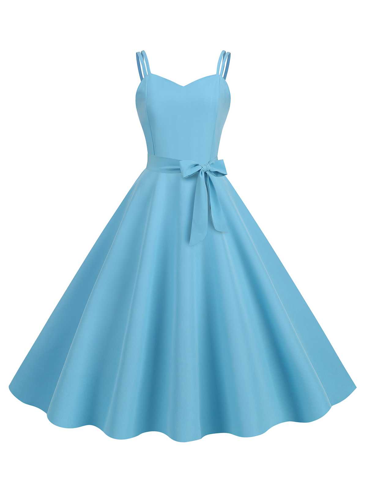 Spaghetti Strap Bow Decor Solid Dress