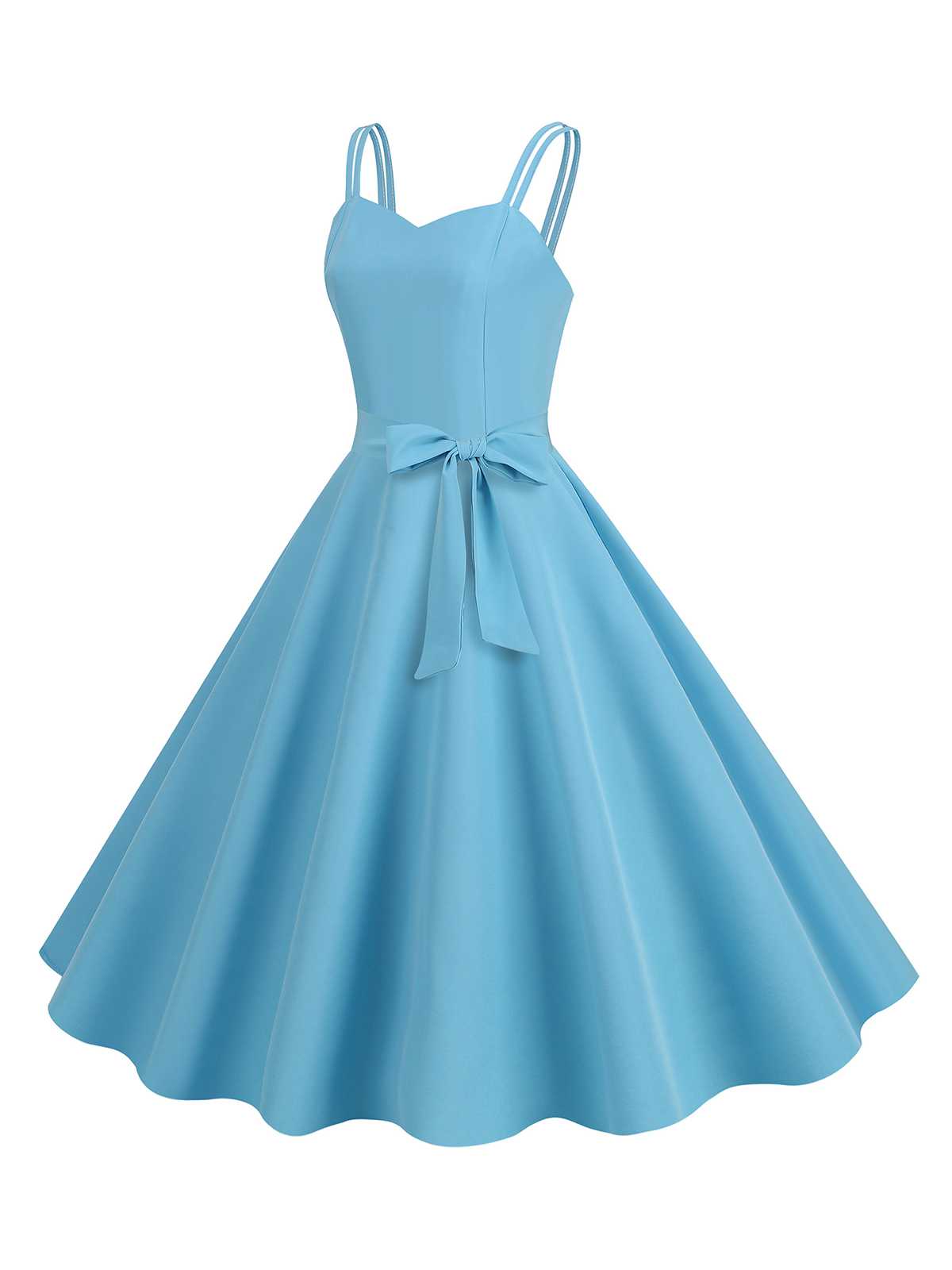 Spaghetti Strap Bow Decor Solid Dress