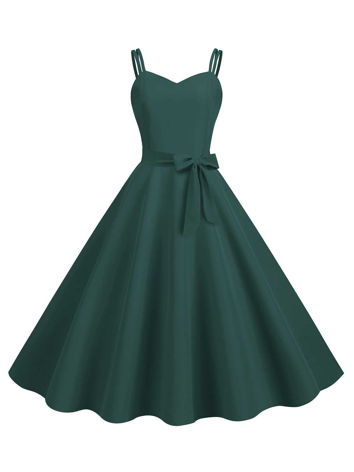 Spaghetti Strap Bow Decor Solid Dress