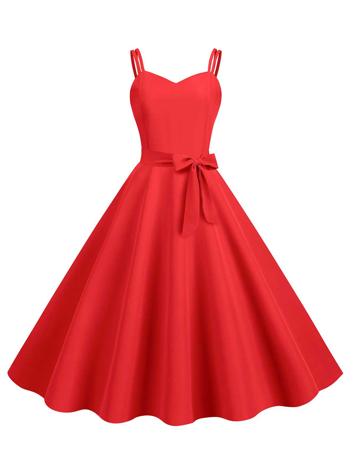 Spaghetti Strap Bow Decor Solid Dress