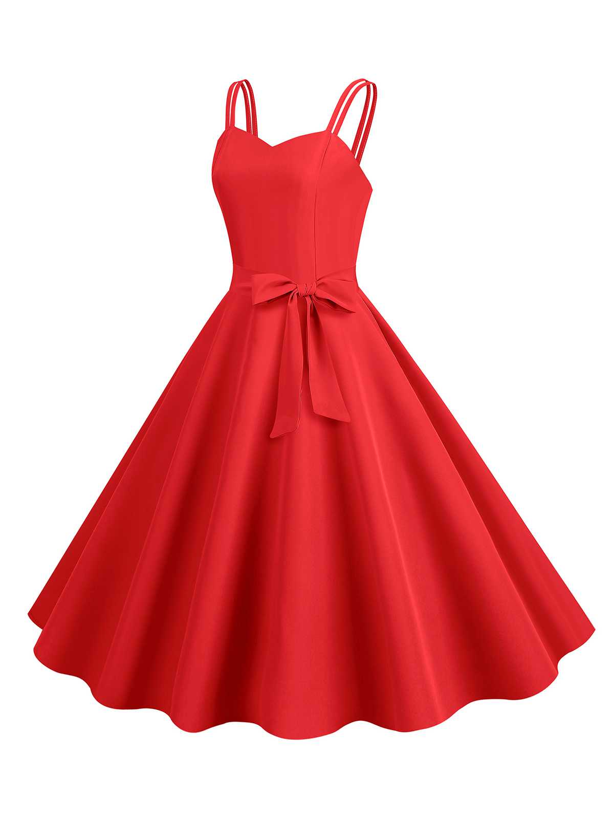 Spaghetti Strap Bow Decor Solid Dress