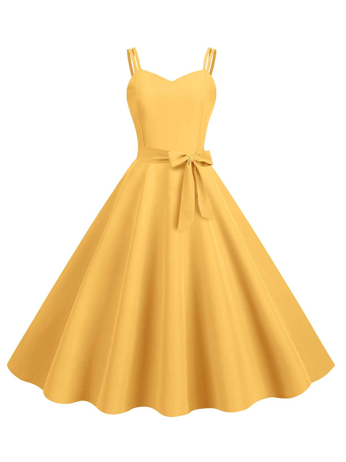 Spaghetti Strap Bow Decor Solid Dress