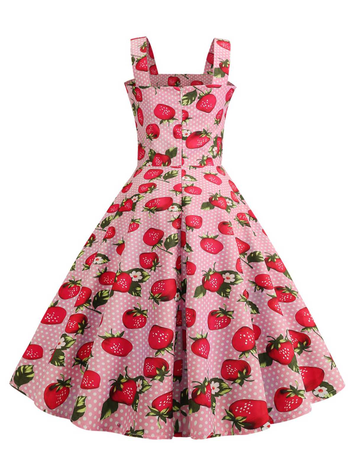 Strap Strawberry Polka Dots Sleeveless Dress