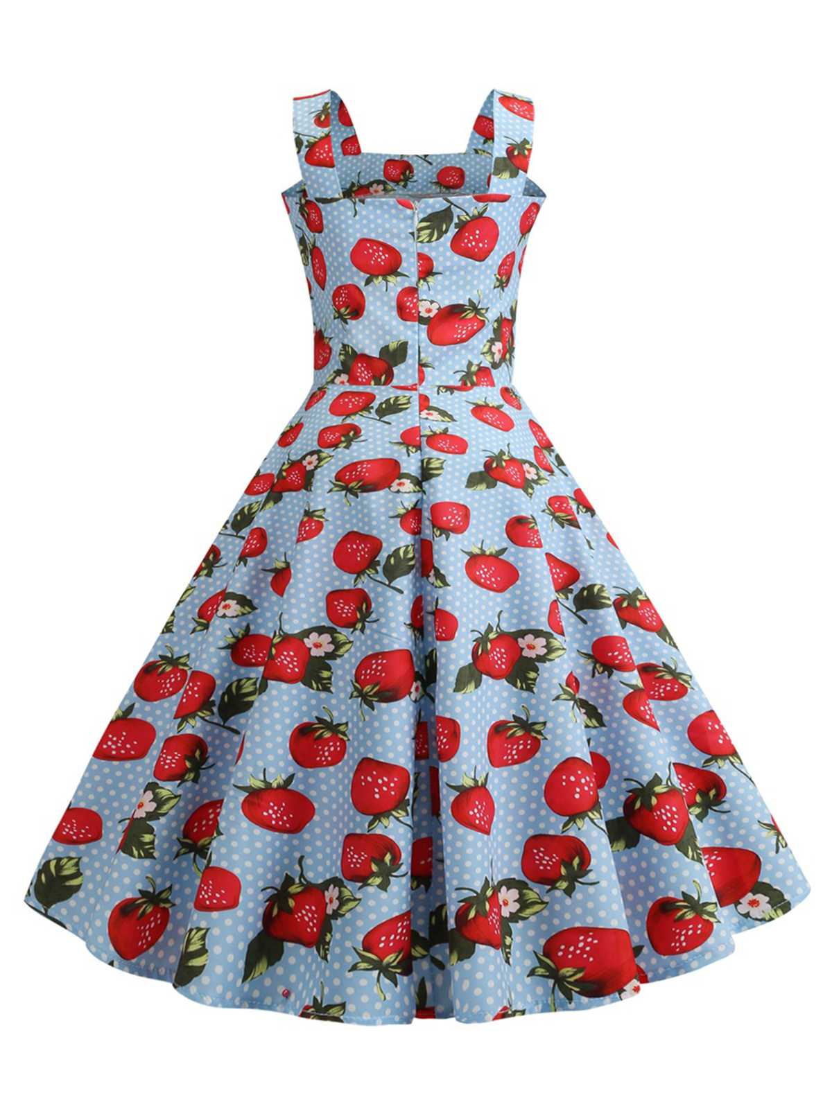 Strap Strawberry Polka Dots Sleeveless Dress