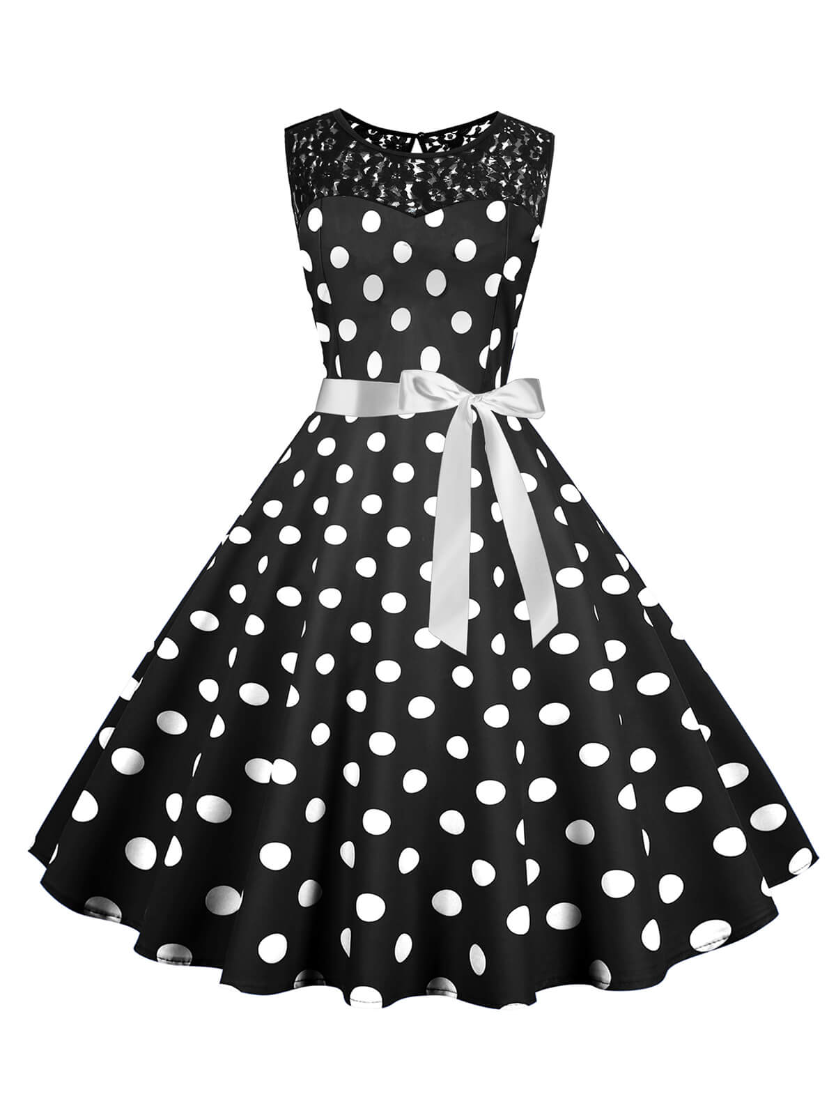 Polka Dot Lace Patchwork Dress