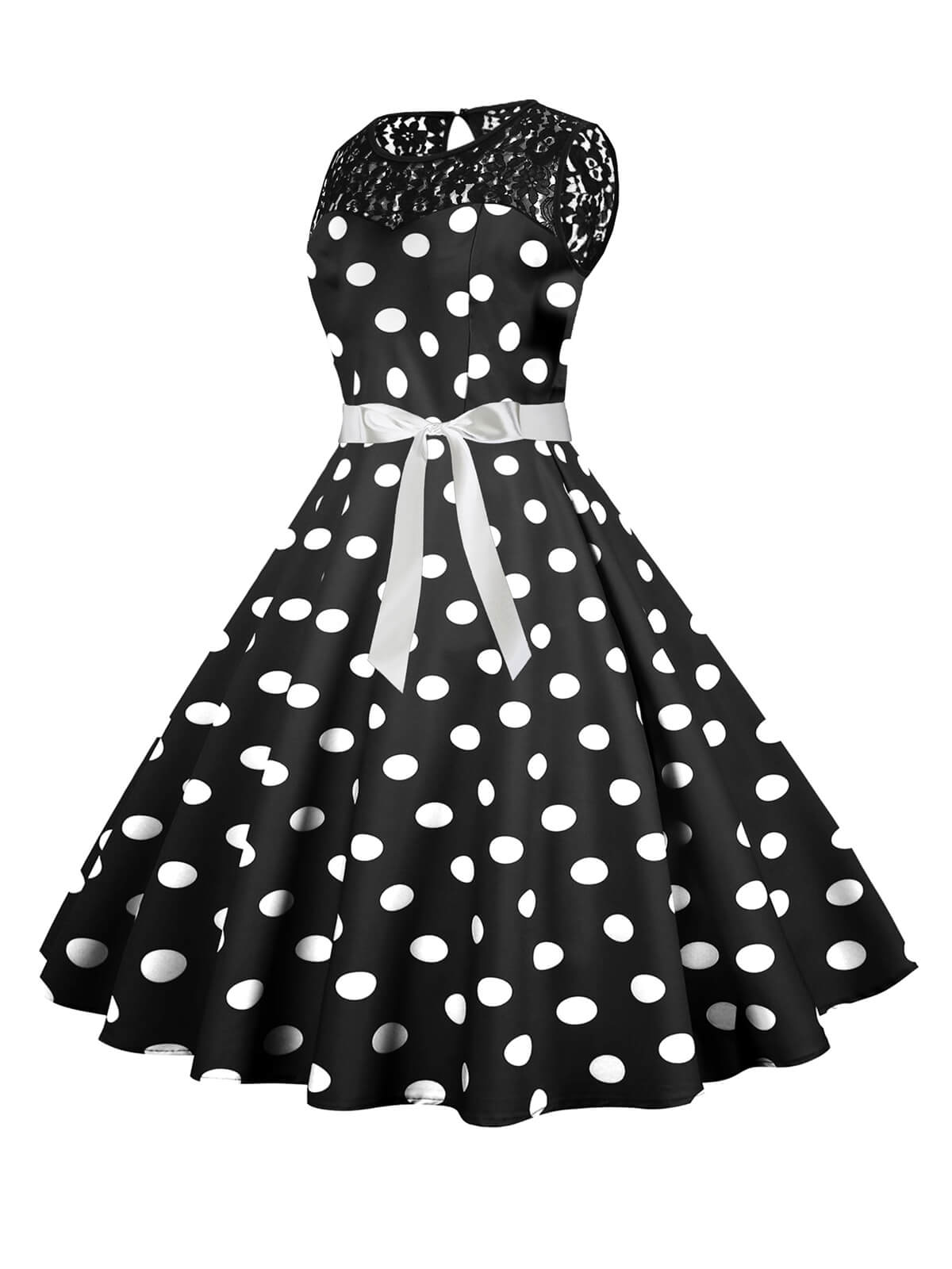 Polka Dot Lace Patchwork Dress