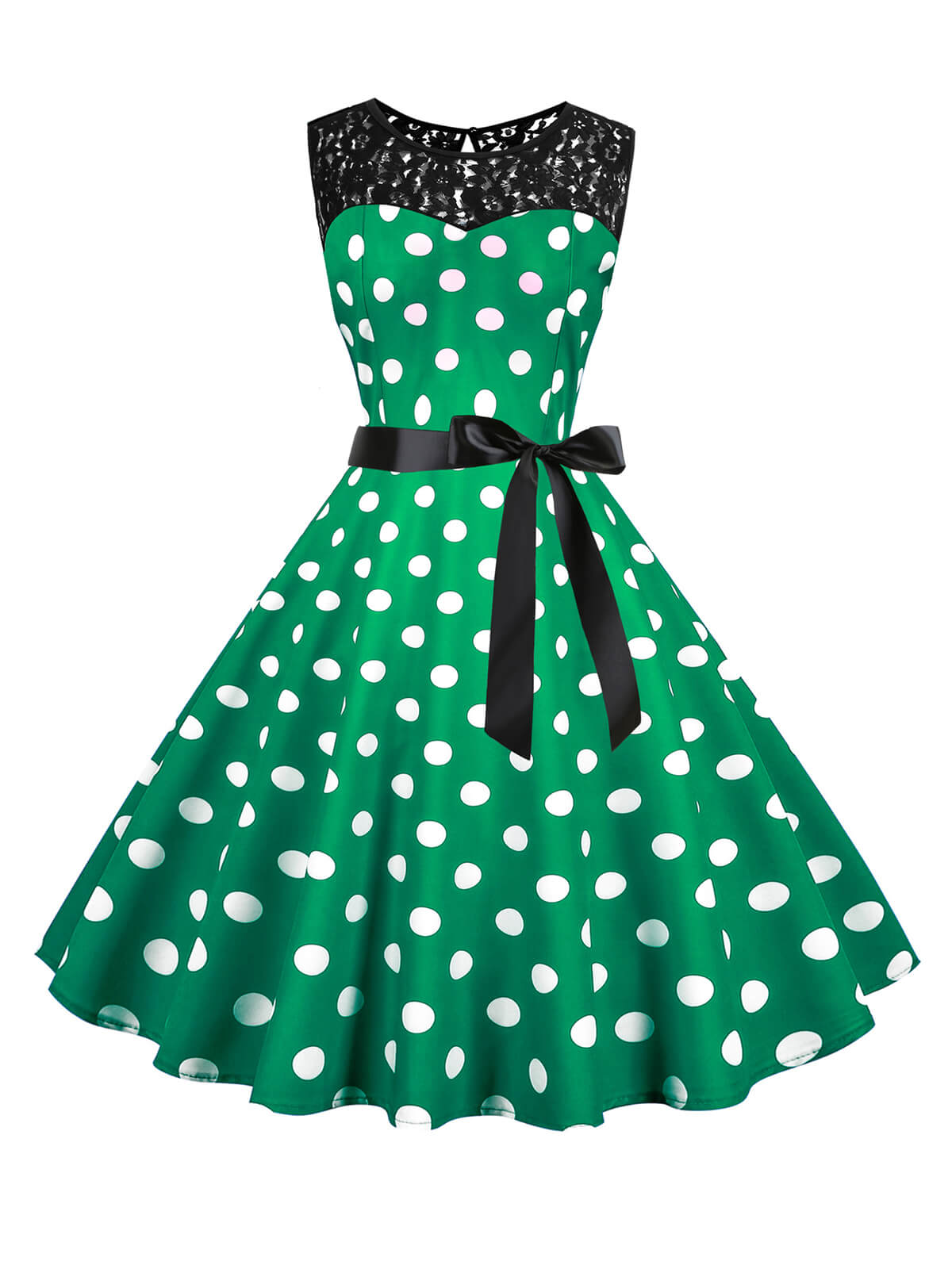 Polka Dot Lace Patchwork Dress