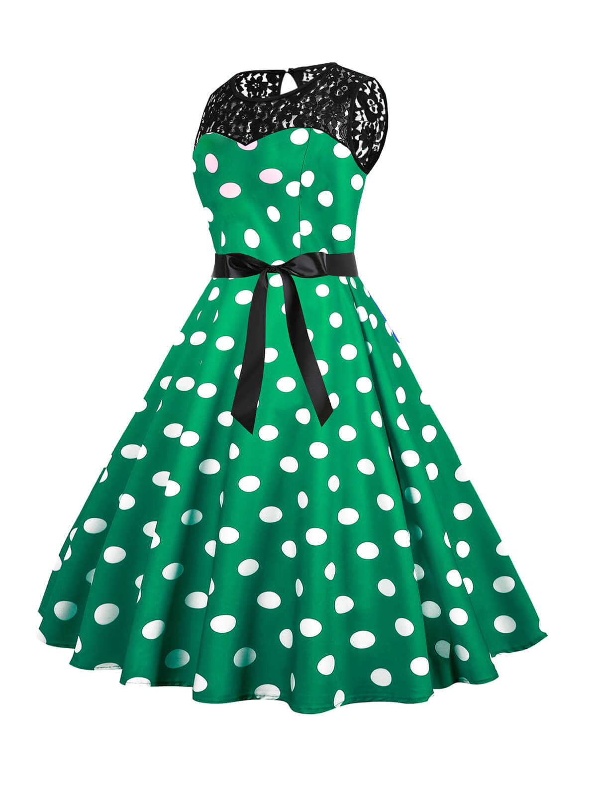 Polka Dot Lace Patchwork Dress