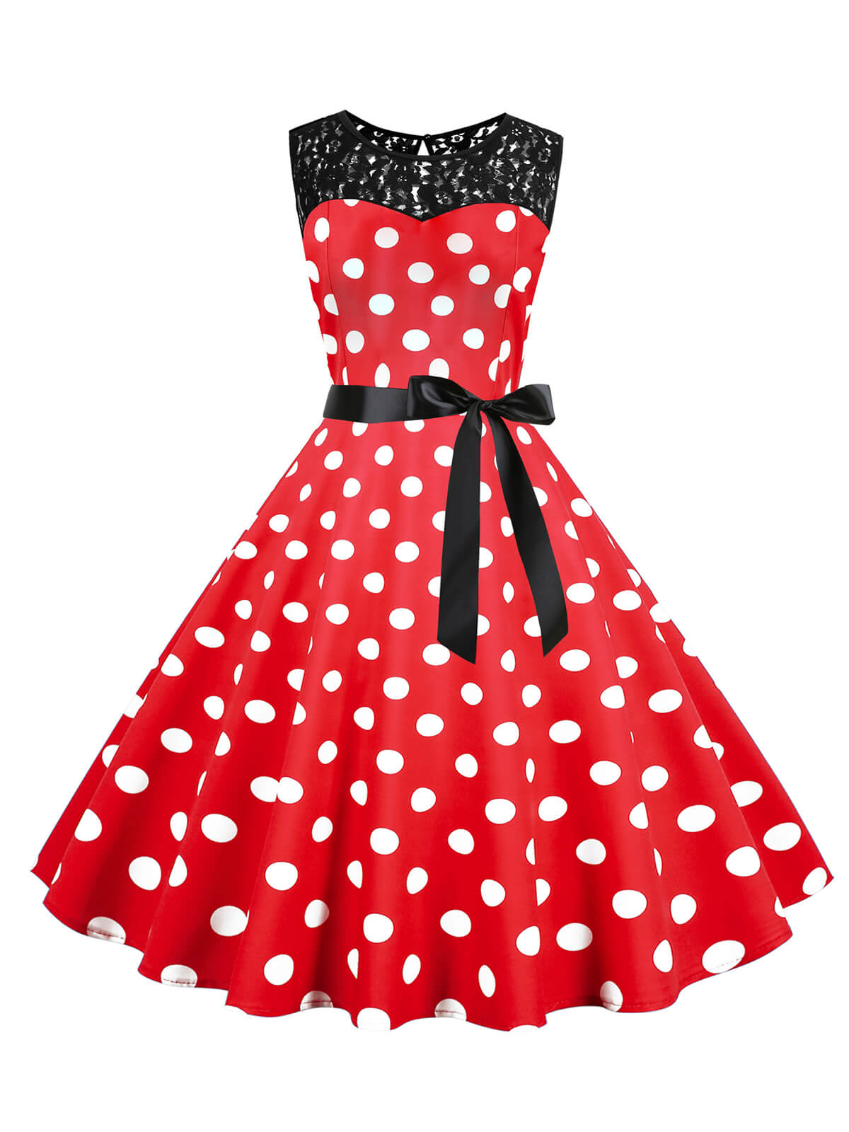 Polka Dot Lace Patchwork Dress