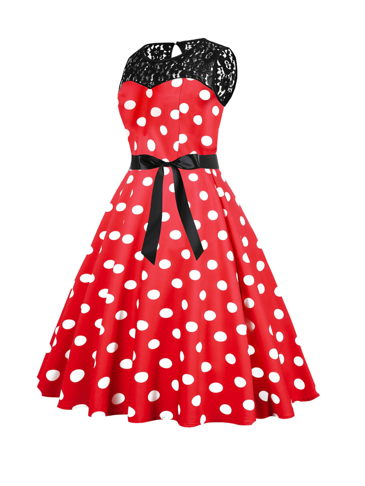 Polka Dot Lace Patchwork Dress