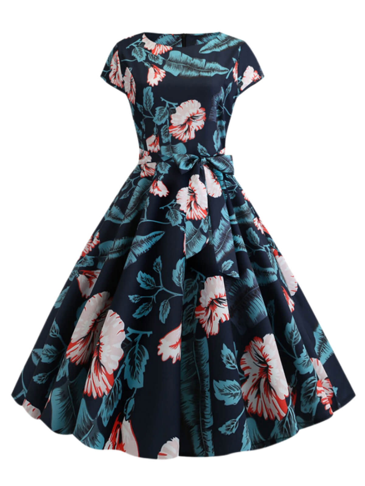 Retro Floral Swing Dress