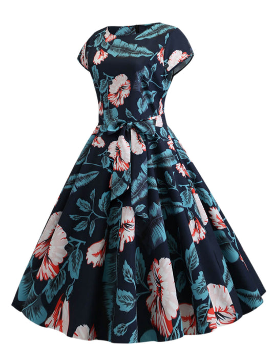 Retro Floral Swing Dress