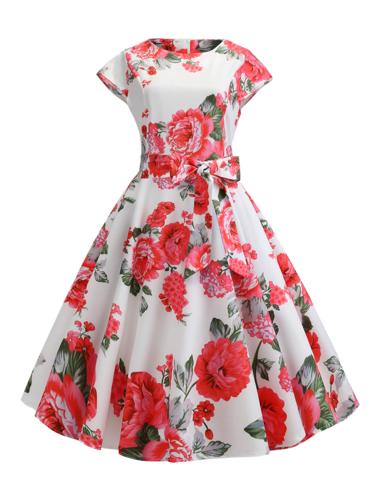 Retro Floral Swing Dress