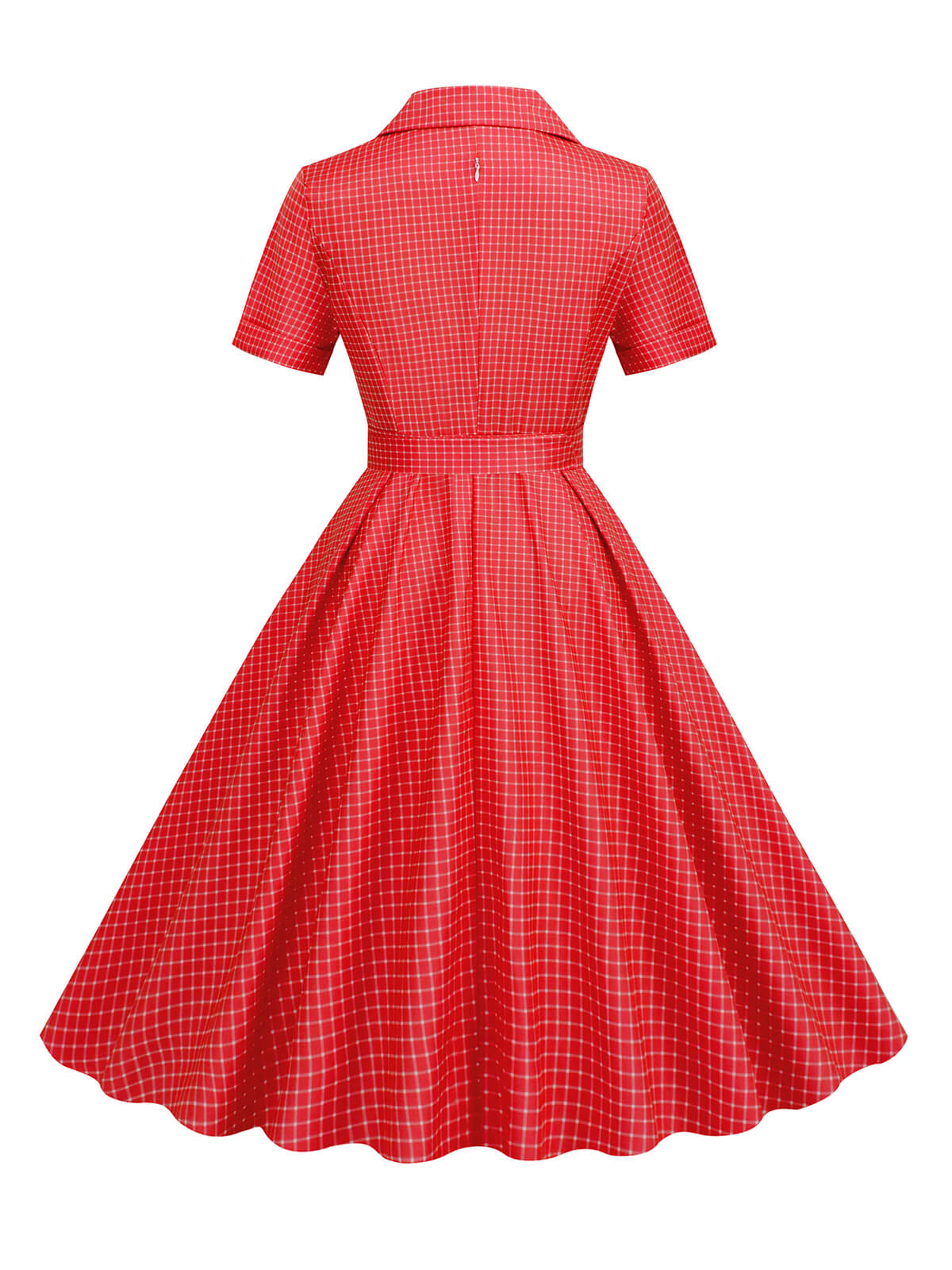 Window Pane Plaid Lapel Swing Dress