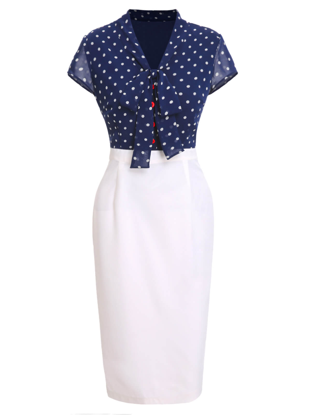 Blue & White  Polka Dot Cap Sleeve Dress