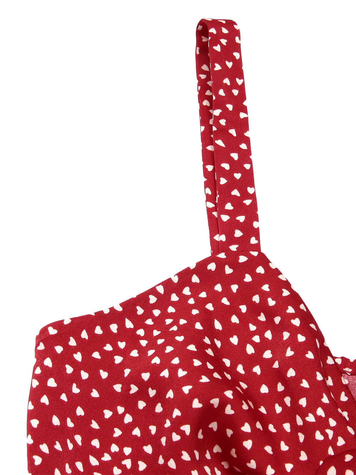 Red Spaghetti Strap Heart Print Dress