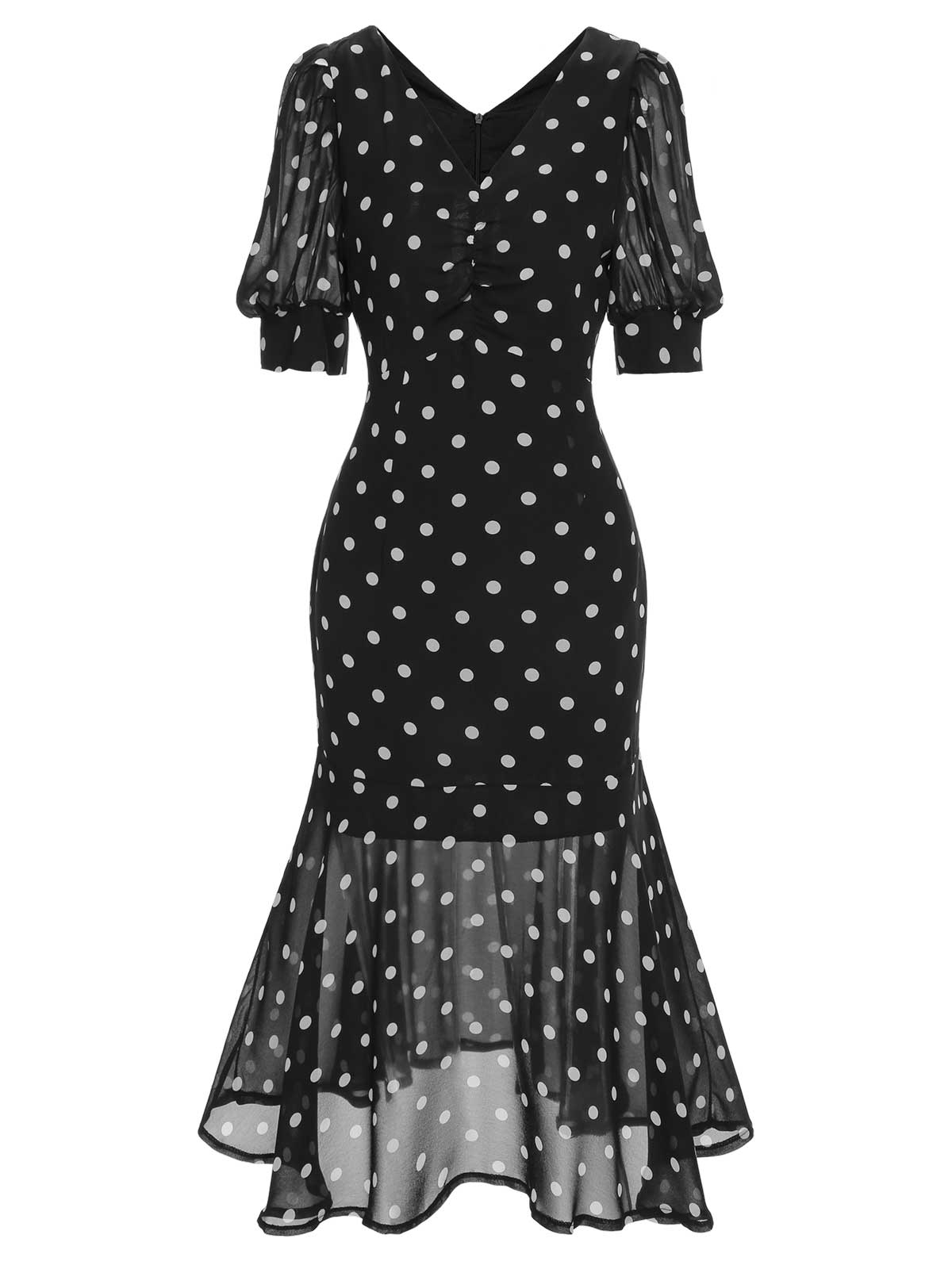 Black Polka Dot Mermaid Dress