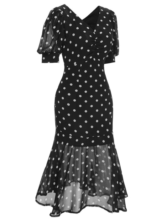 Black Polka Dot Mermaid Dress