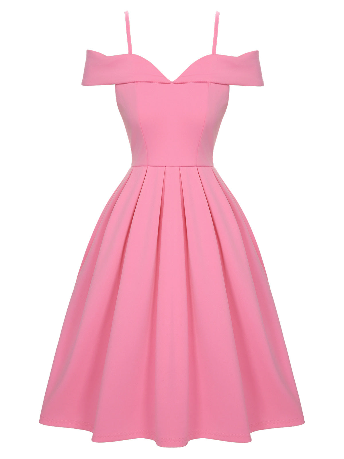 Pink Cold Shoulder Solid Dress