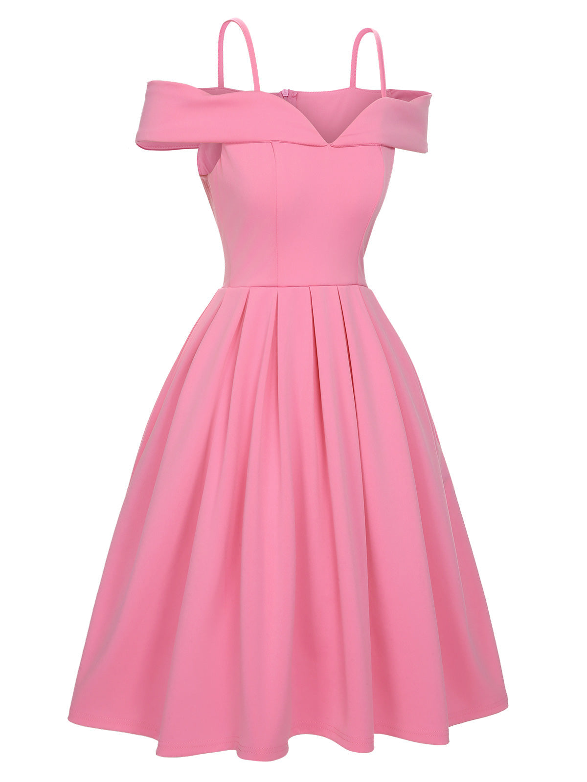 Pink Cold Shoulder Solid Dress