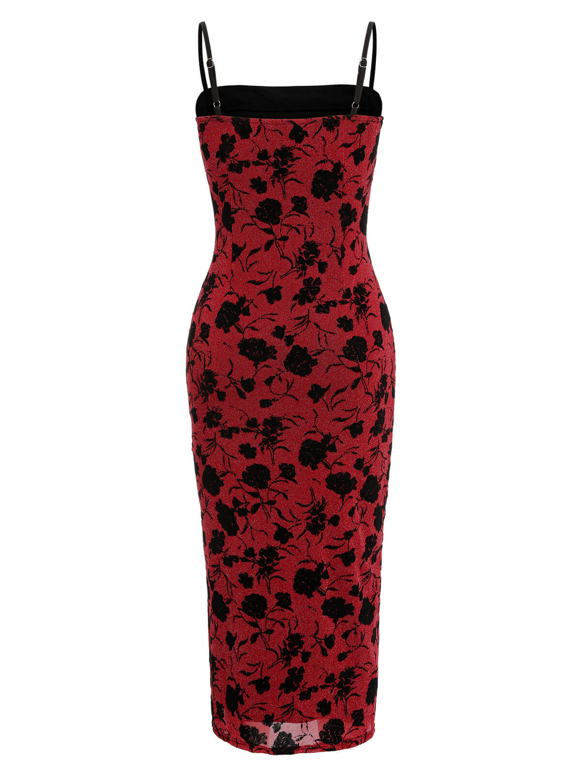 Wine Red  Floral Spaghetti Strap Dress