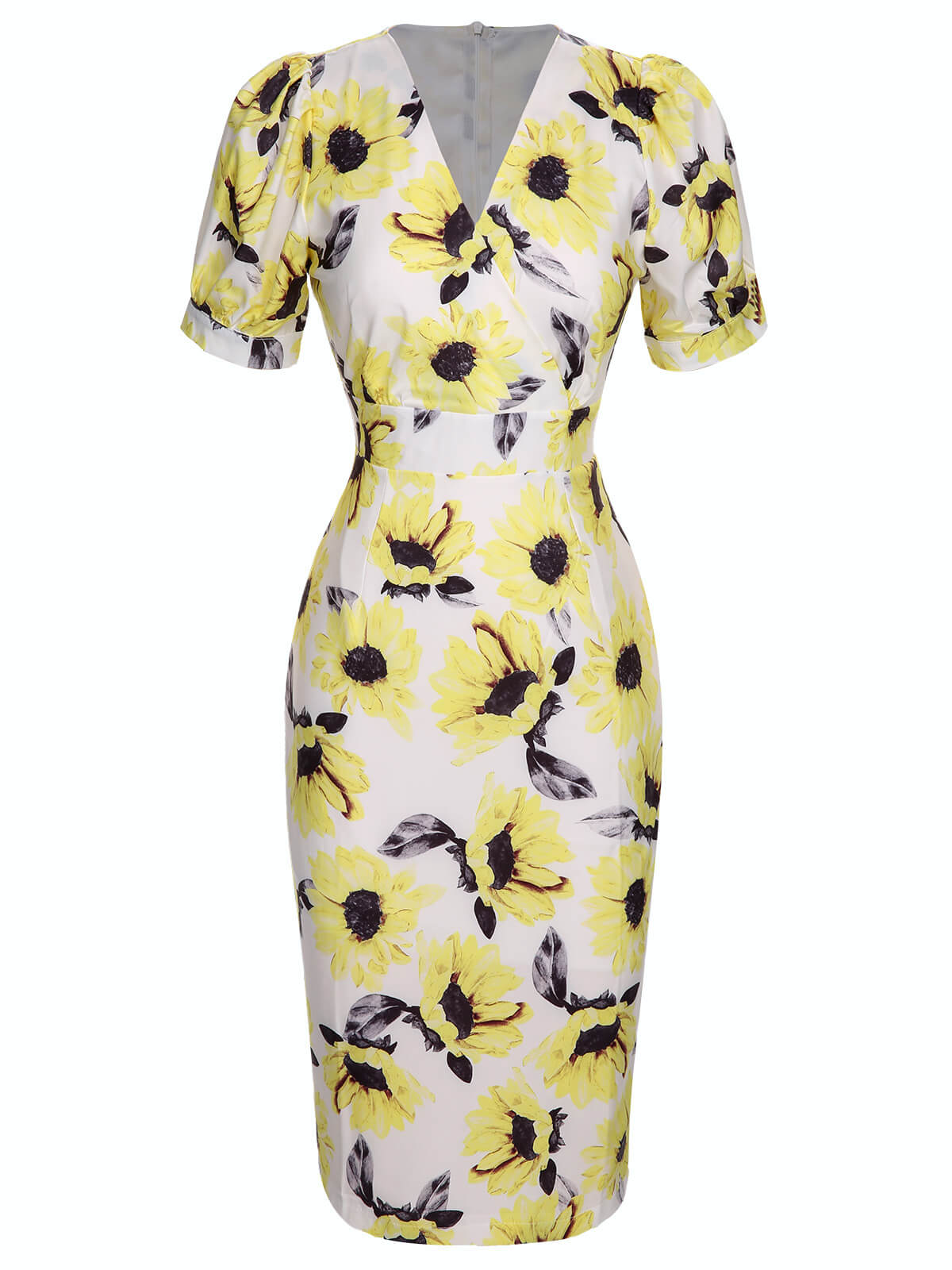 Multicolor  Floral Sunflower V-Ausschnitt Dress