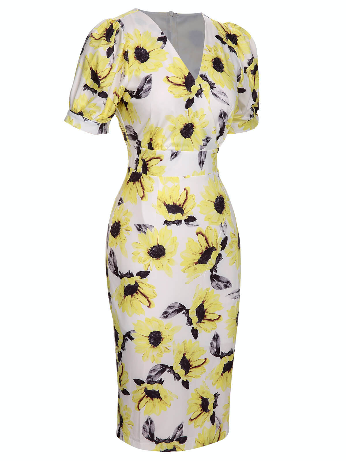 Multicolor  Floral Sunflower V-Ausschnitt Dress