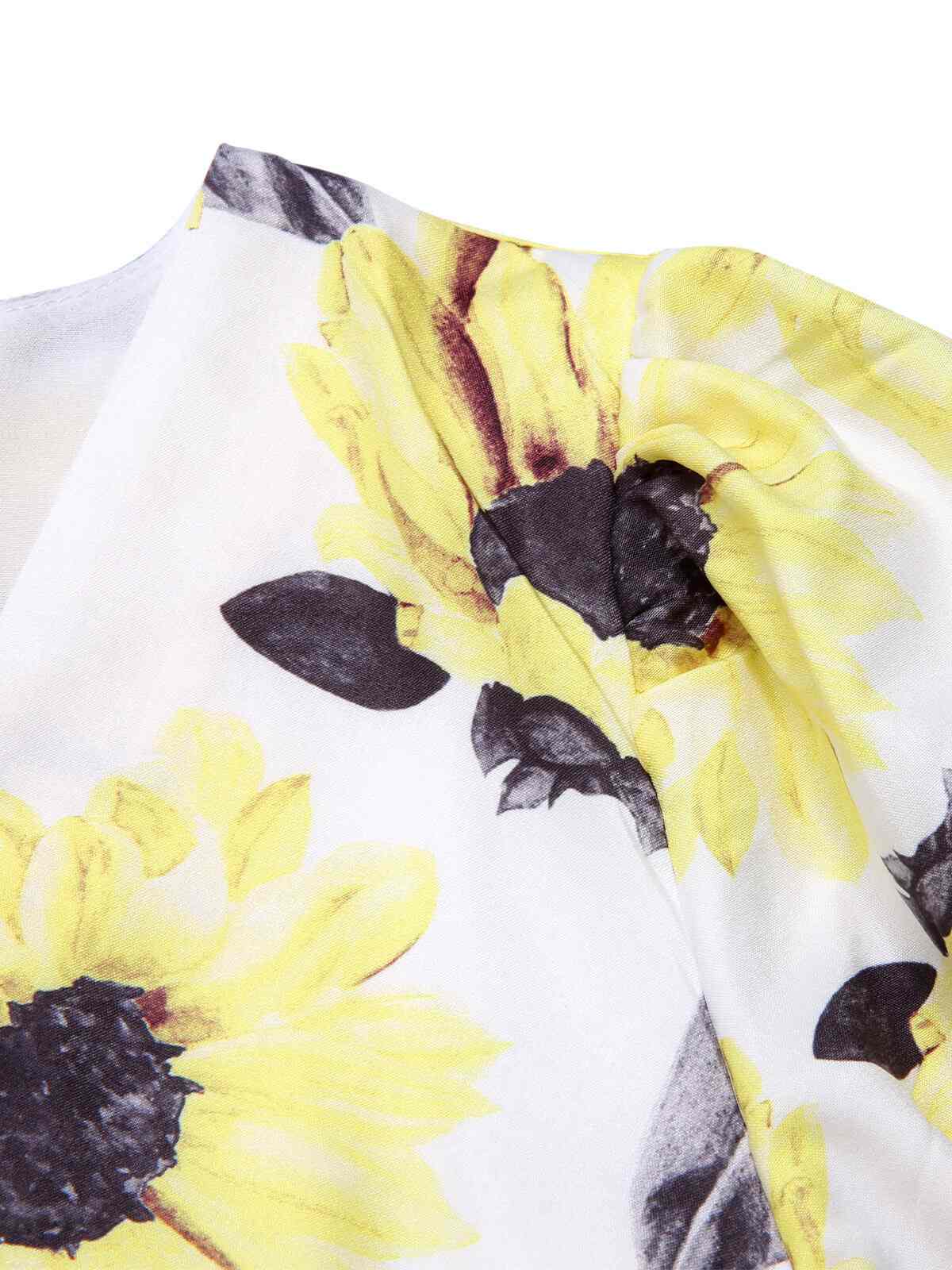 Multicolor  Floral Sunflower V-Ausschnitt Dress