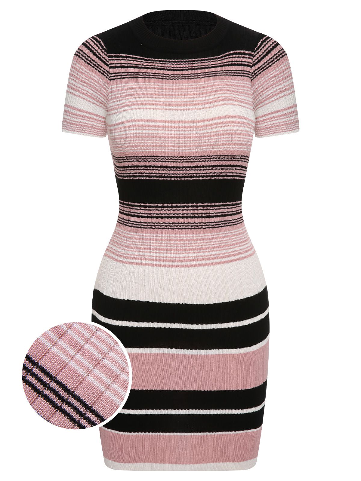 Color Block Striped Knit Slim Dress