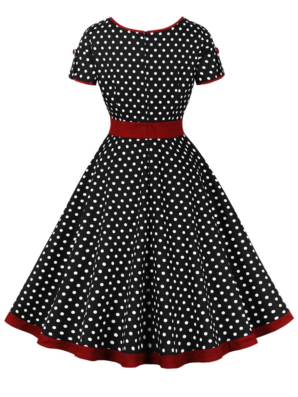 Contrast Polka Dots Buttoned Dress