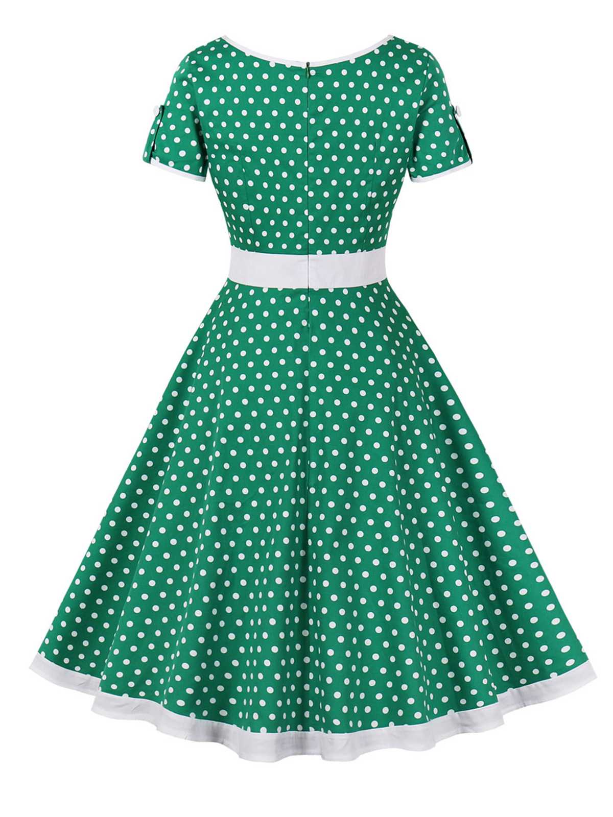 Contrast Polka Dots Buttoned Dress