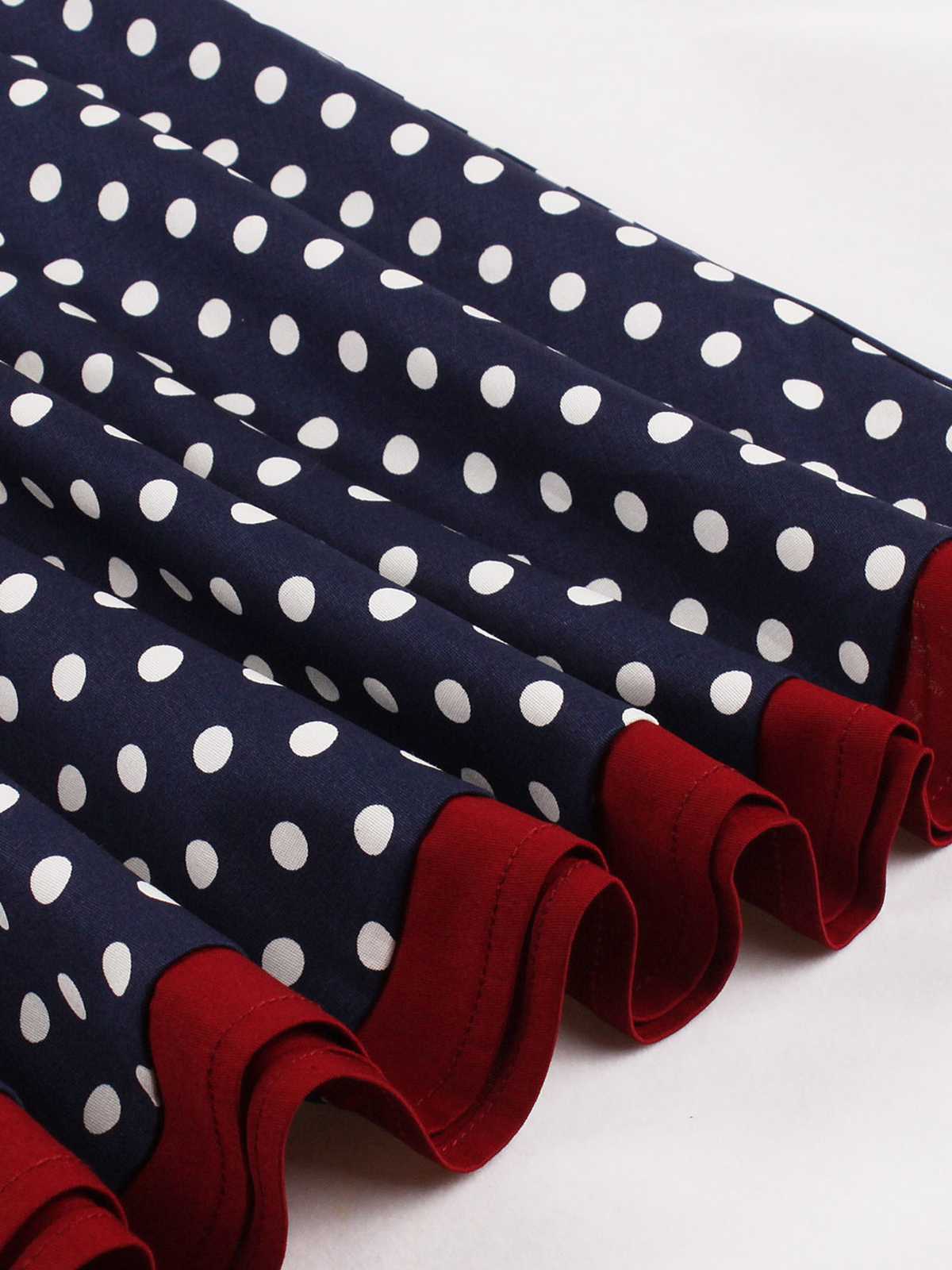 Contrast Polka Dots Buttoned Dress