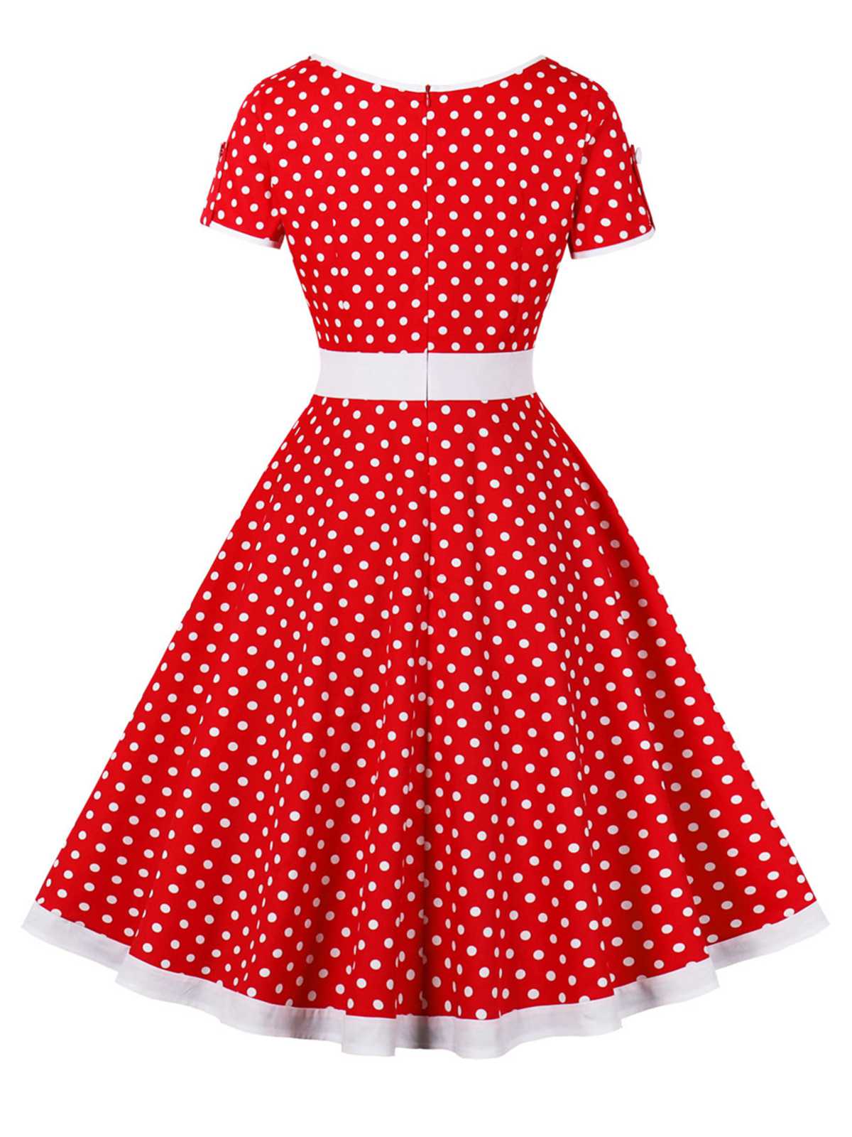 Contrast Polka Dots Buttoned Dress