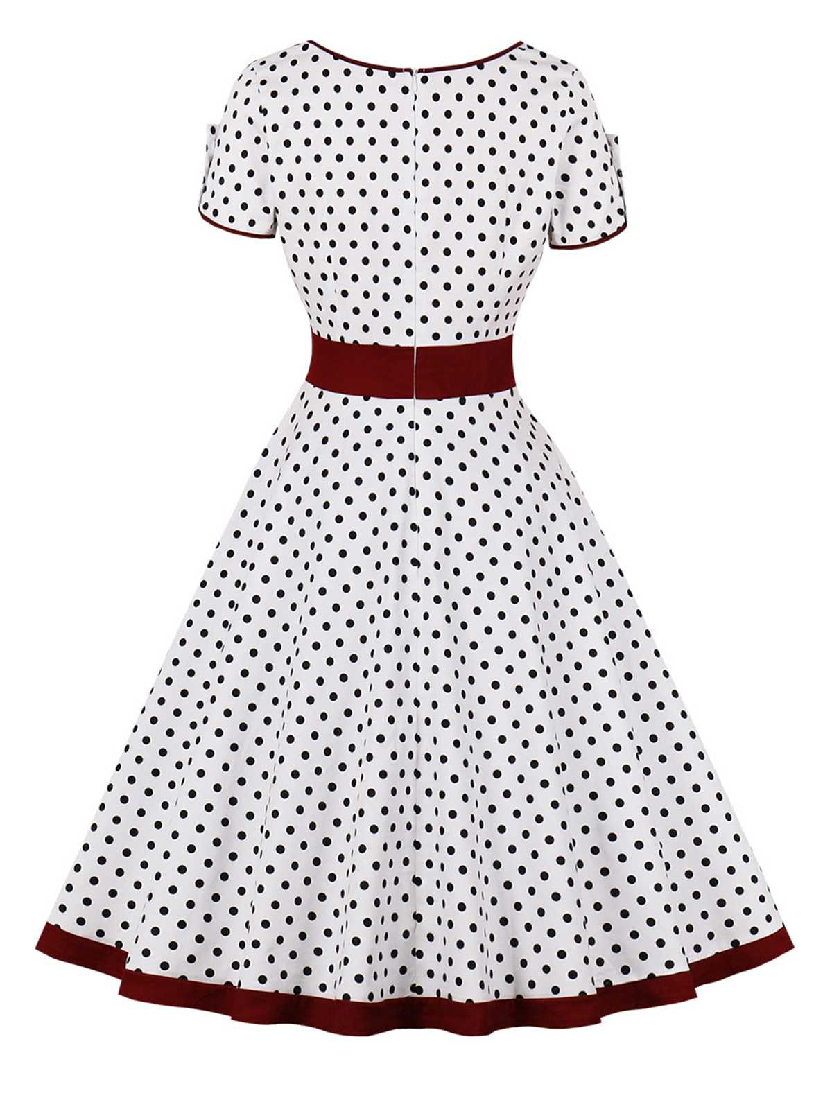 Contrast Polka Dots Buttoned Dress