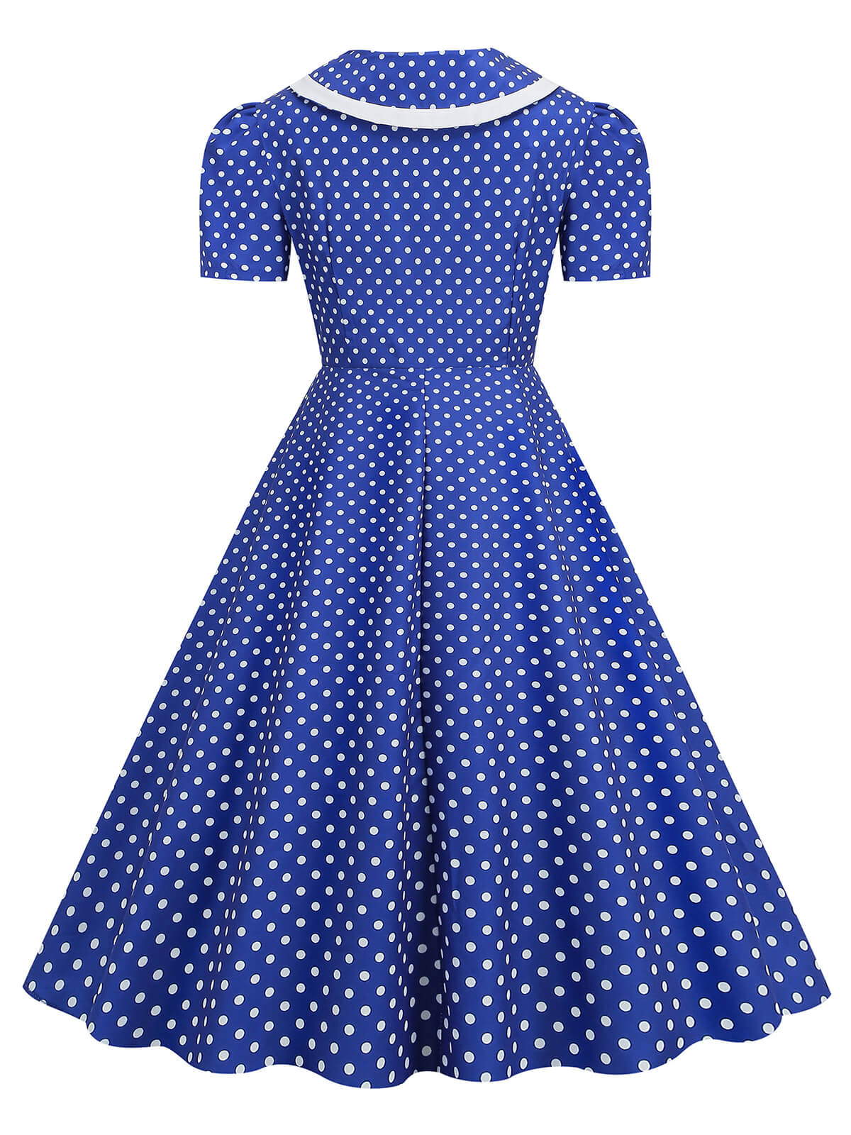 Polka Dots Lapel Bowknot Swing Dress