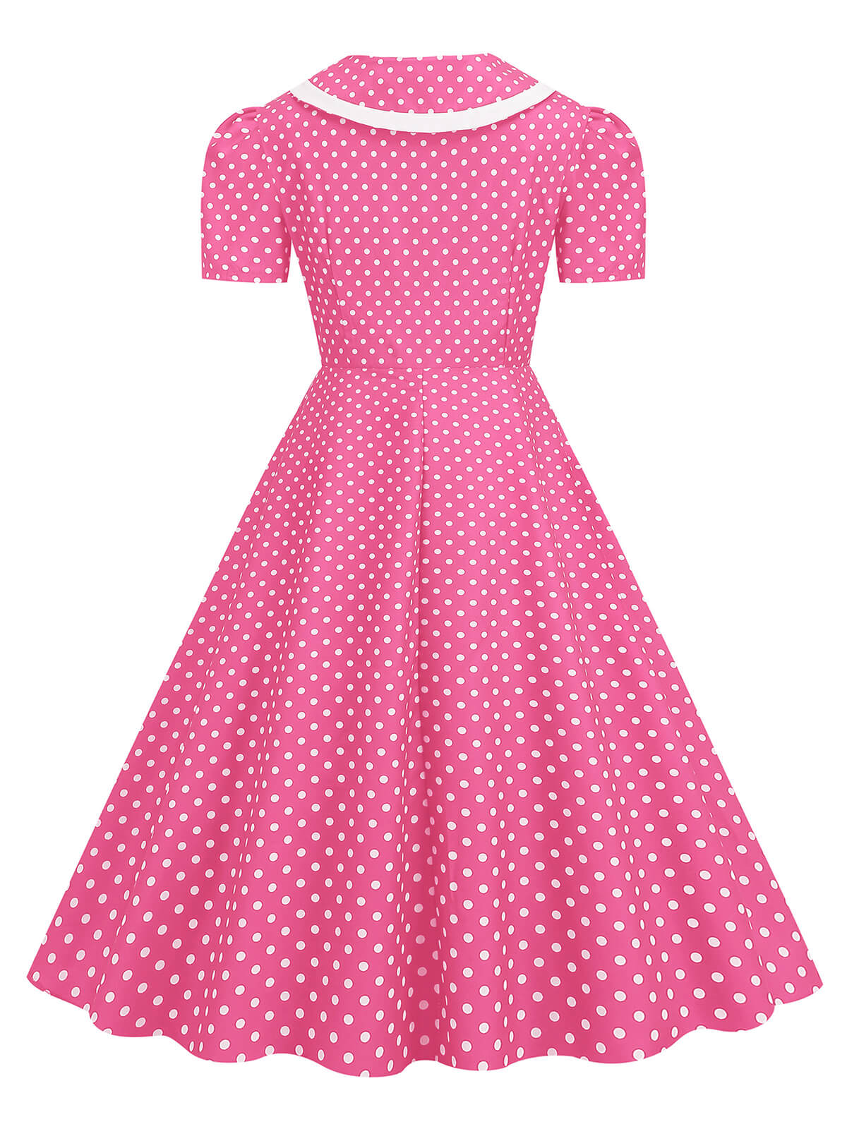 Polka Dots Lapel Bowknot Swing Dress