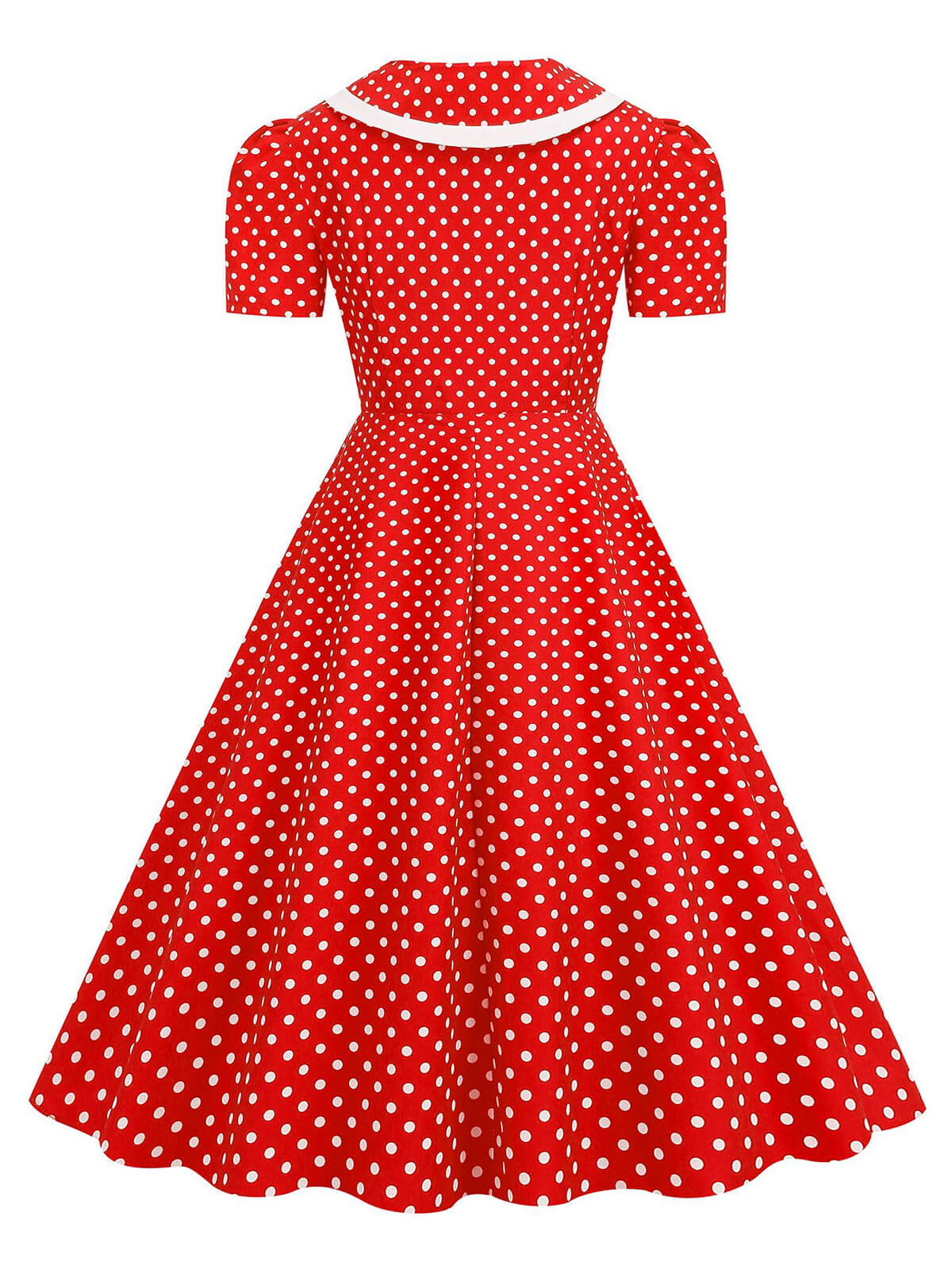 Polka Dots Lapel Bowknot Swing Dress