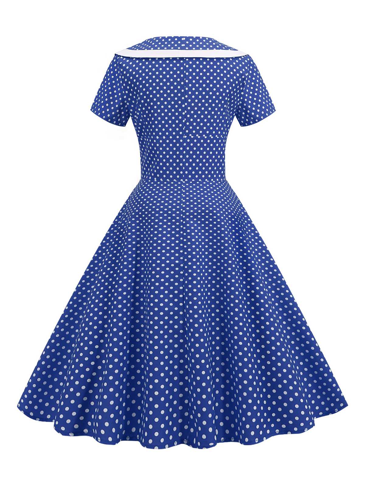 V-Neck Polka Dots Swing Dress