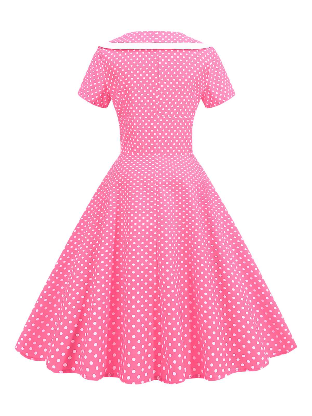 V-Neck Polka Dots Swing Dress