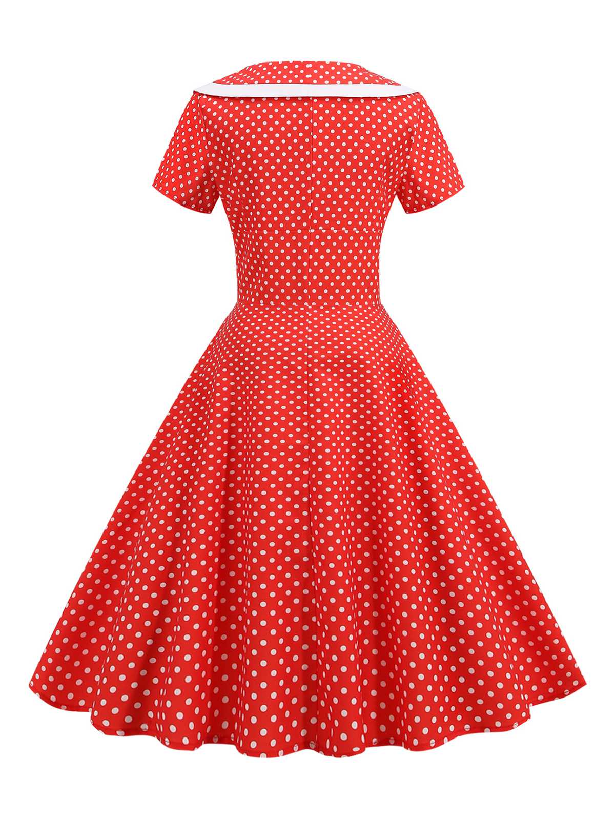 V-Neck Polka Dots Swing Dress