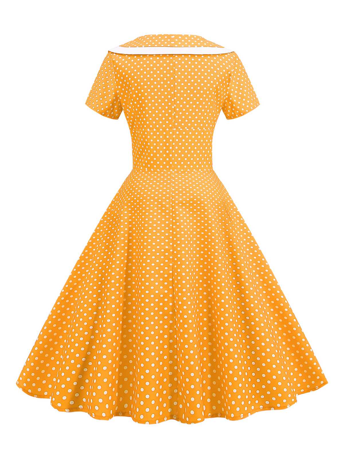 V-Neck Polka Dots Swing Dress