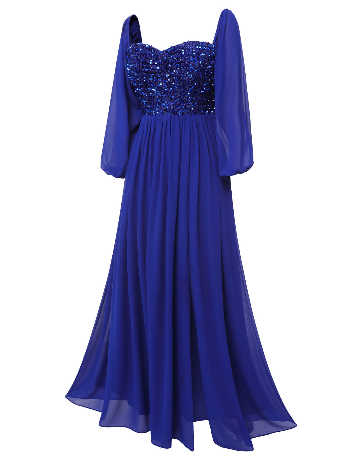 Royal Blue Sequined Sweetheart Neck Maxi Dress