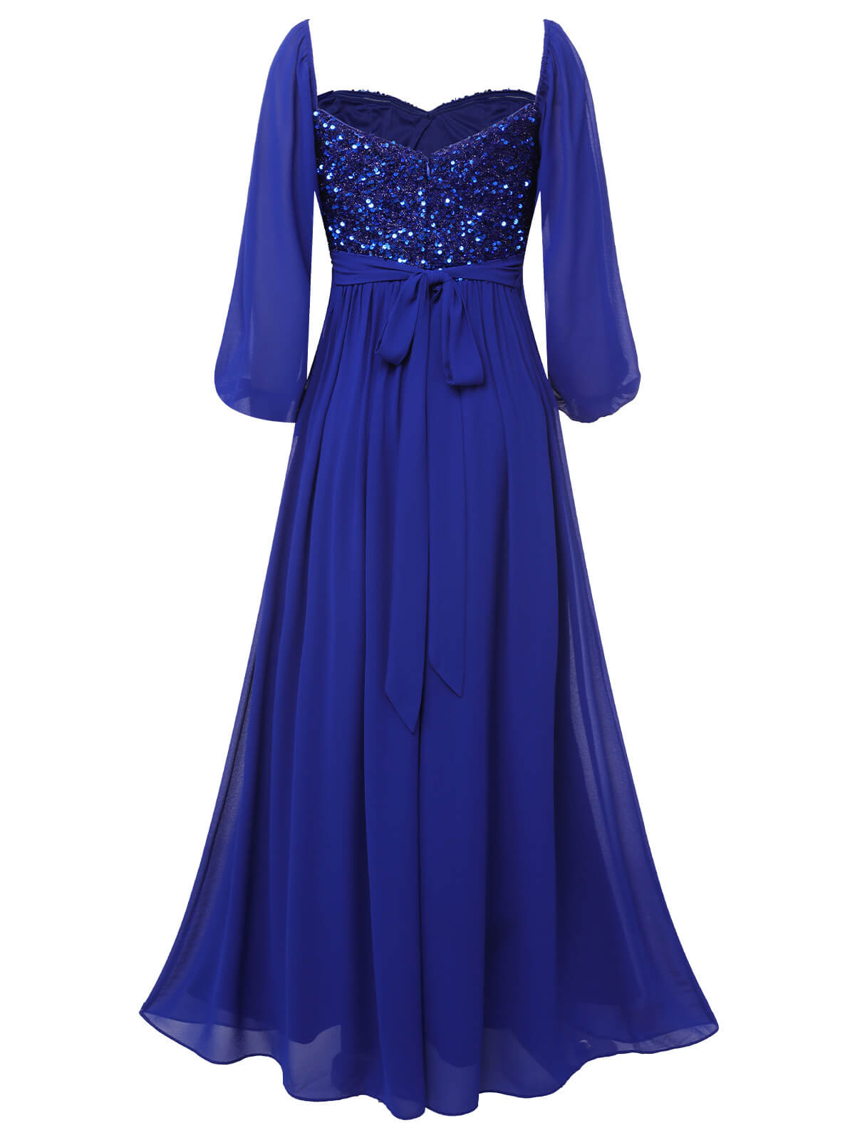 Royal Blue Sequined Sweetheart Neck Maxi Dress