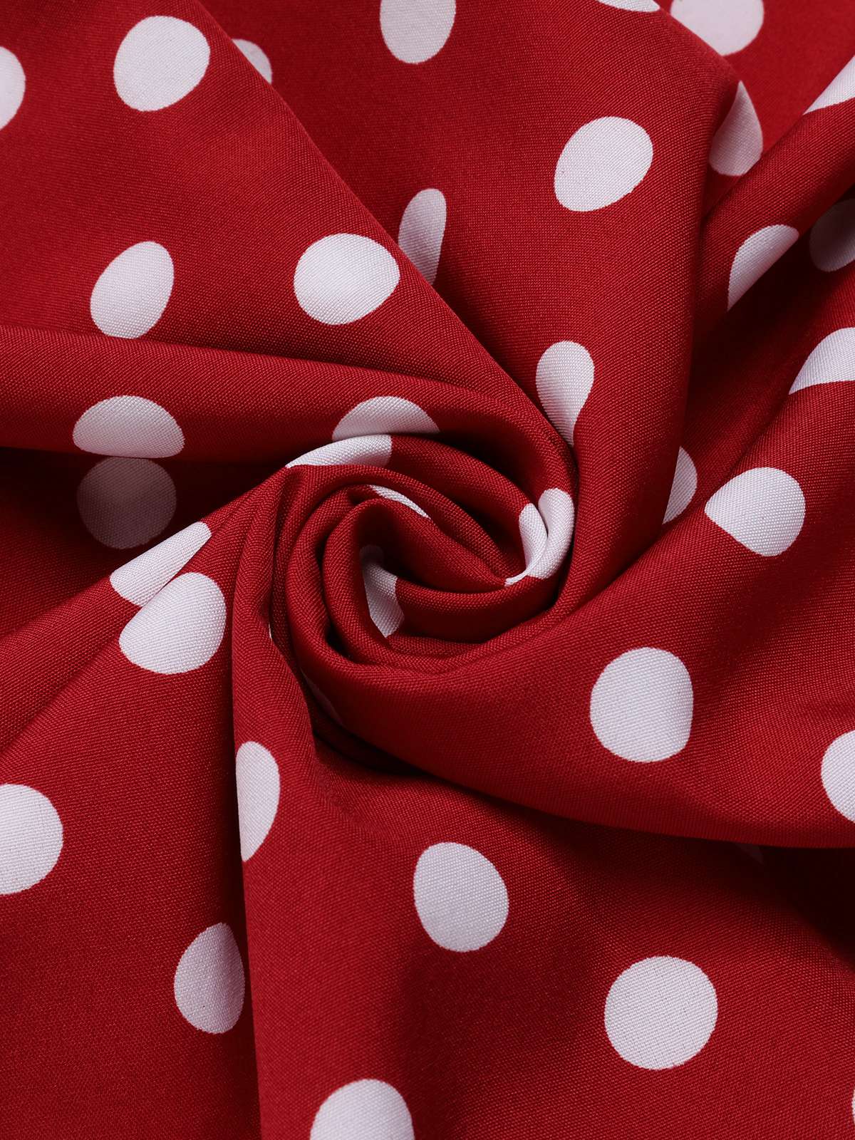 Red  Polka Dots Tie Neck Dress